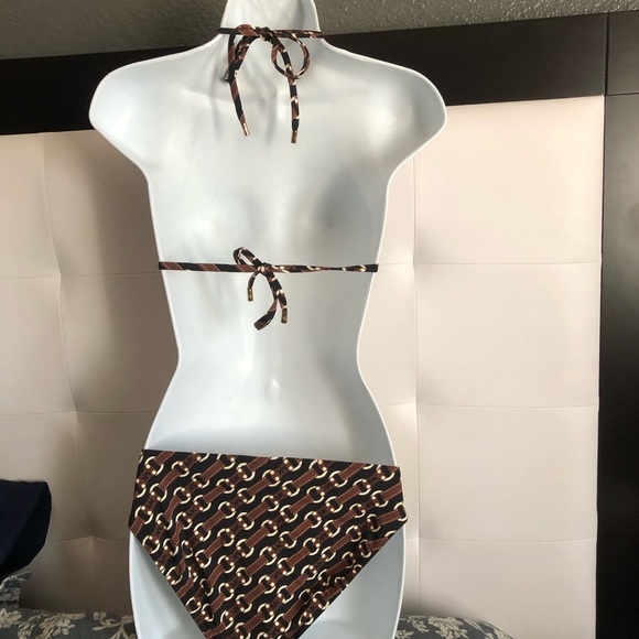 Michael Kors Brown logo Bikini Size 8 - Picture 14 of 14